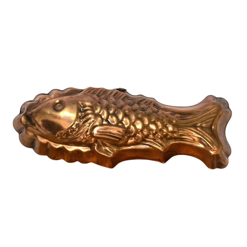 Vintage ODI Copper Fish Mold Tin Lined Wall Hanging Decor 12 Inch